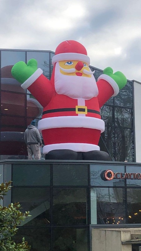 Giant inflatable Santa Claus roof-top decoration for parties in Cork