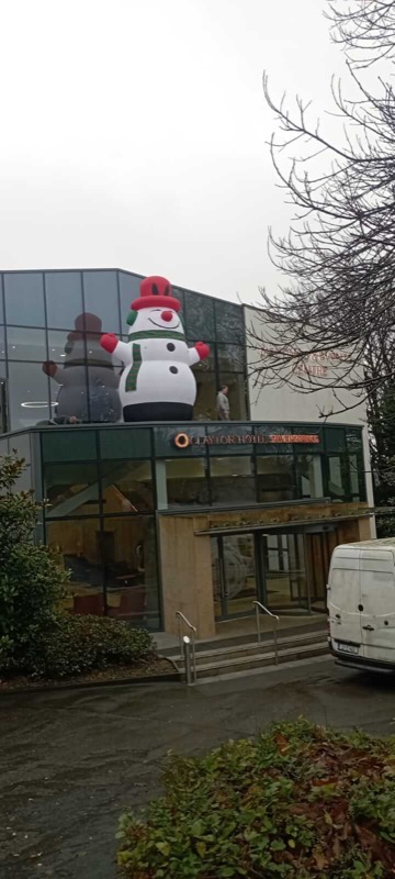Giant inflatable snowman roof-top decoration for parties in Cork