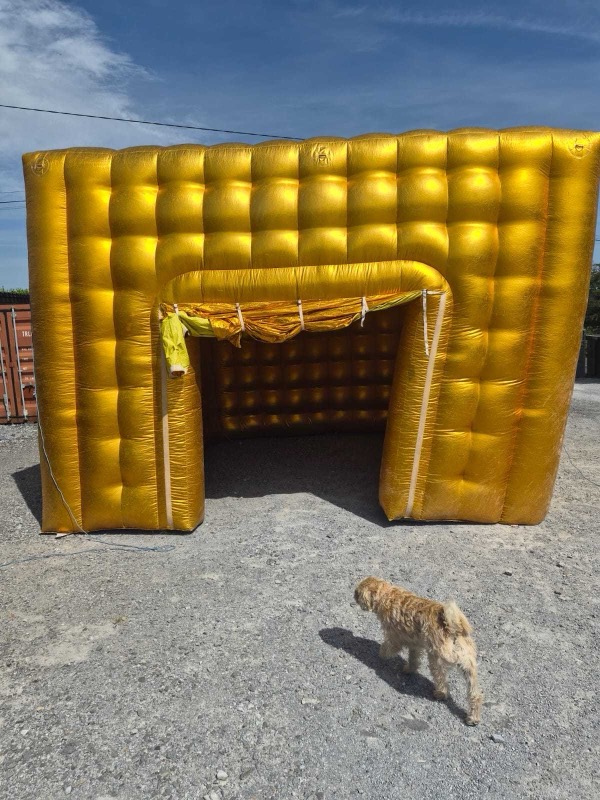 Gold cube-shaped inflatable dome for parties in Cork