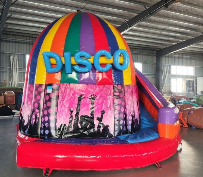 Rainbow-striped disco dome with dancer silhouettes for parties in Cork