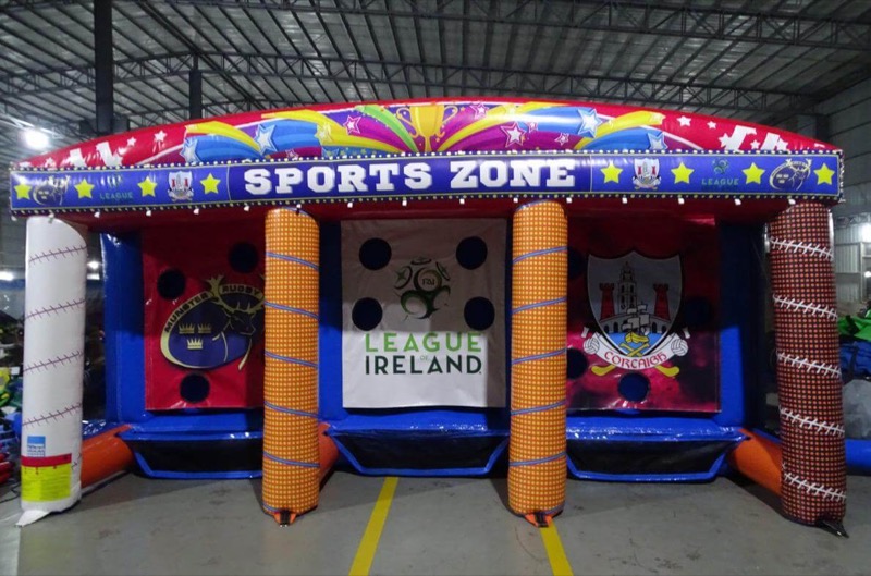 Sports Zone multi-game inflatable with rugby, soccer and GAA targets for parties in Cork
